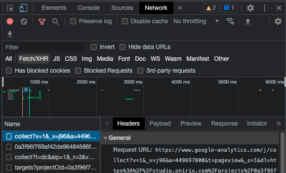 Google Analytics requests in Chrome console