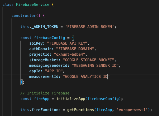 Firebase service code